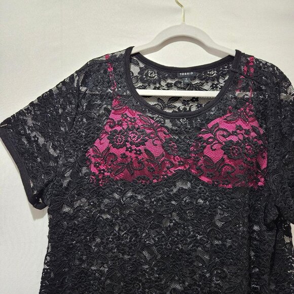 URBANOLOGY HOT PINK BLACK LACE ADJUSTABLE BRA SIZE 36C - Picture 8 of 9